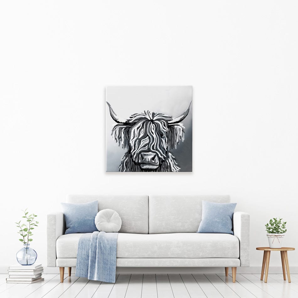 Abstract Highland Cow Square Canvas Print wall art product Independent