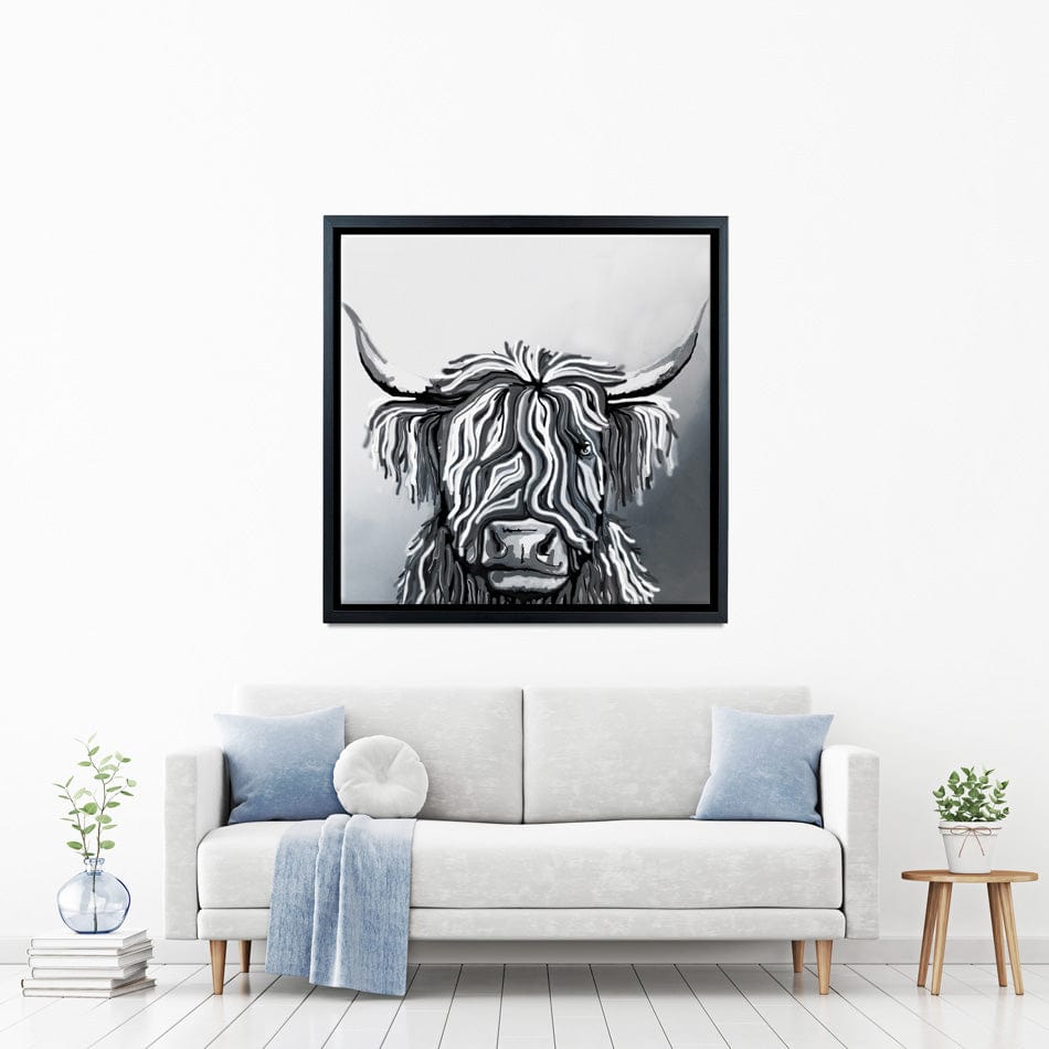 Abstract Highland Cow Square Canvas Print wall art product Independent