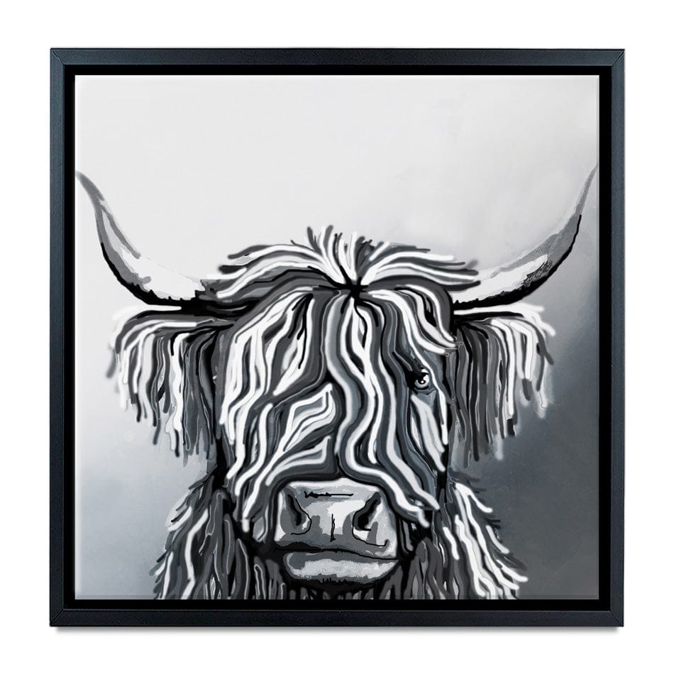 Abstract Highland Cow Square Canvas Print wall art product Independent