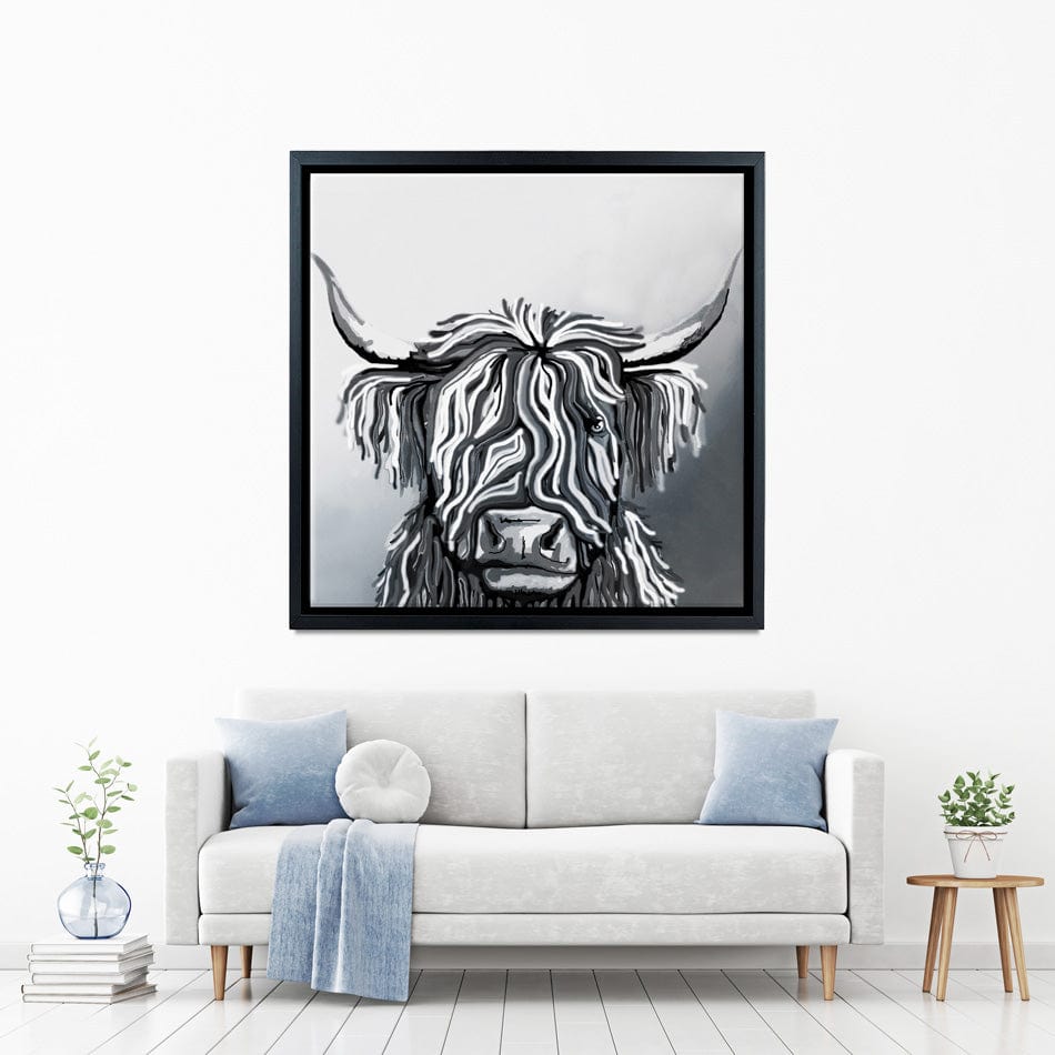 Abstract Highland Cow Square Canvas Print wall art product Independent