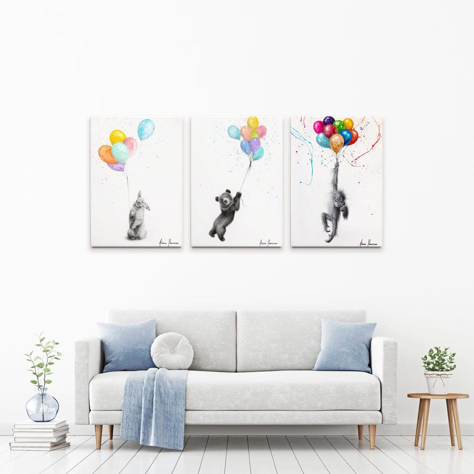 Animals With Balloons 2 Trio Canvas Print wall art product Ashvin Harrison