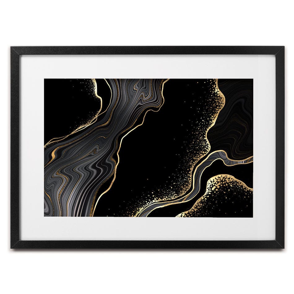 Black Marble Framed Art Print wall art product wacomka / Shutterstock