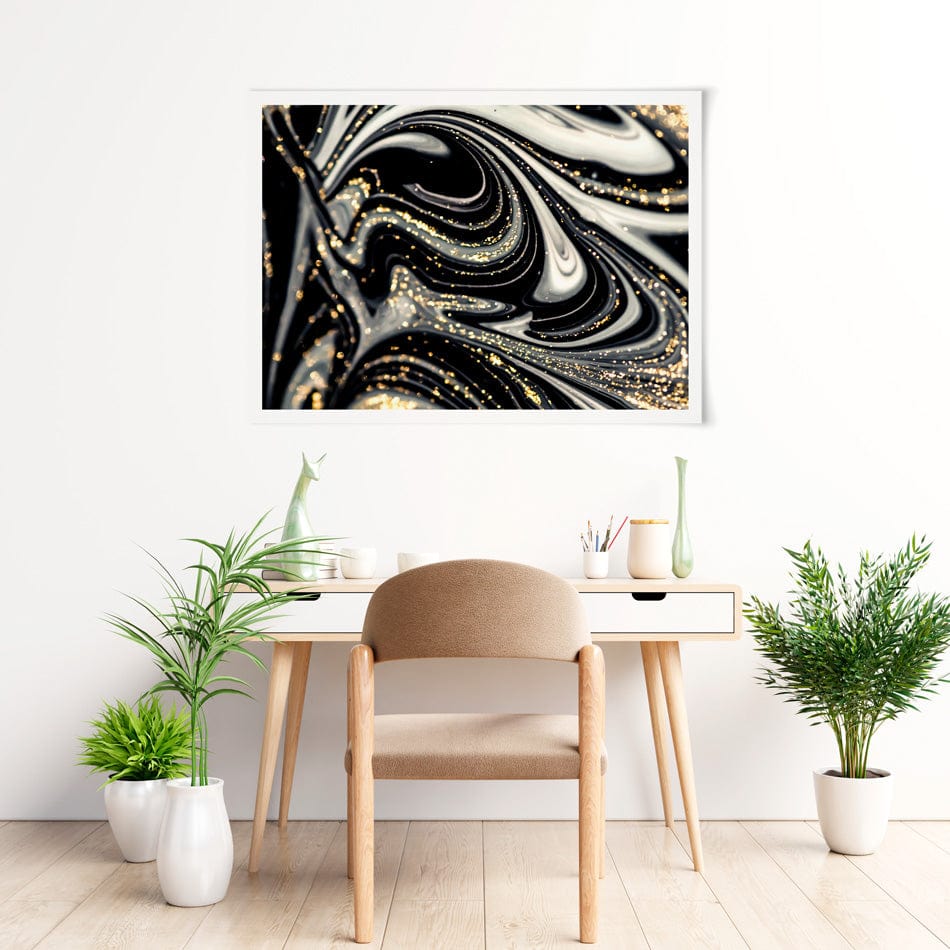 Black Marble Swirls Art Print wall art product / Shutterstock