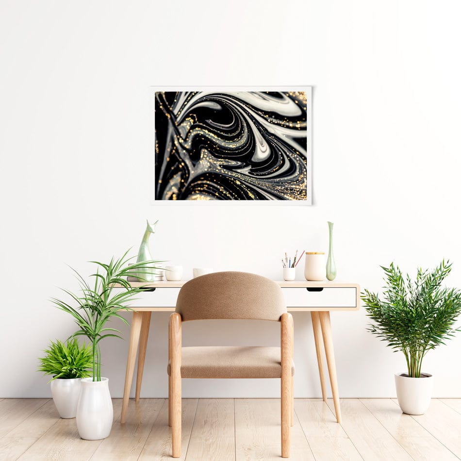 Black Marble Swirls Art Print wall art product / Shutterstock