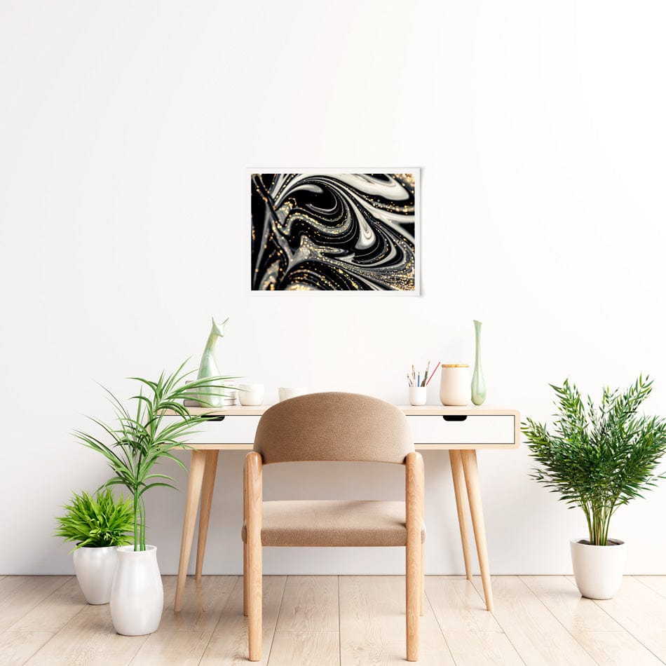 Black Marble Swirls Art Print wall art product / Shutterstock