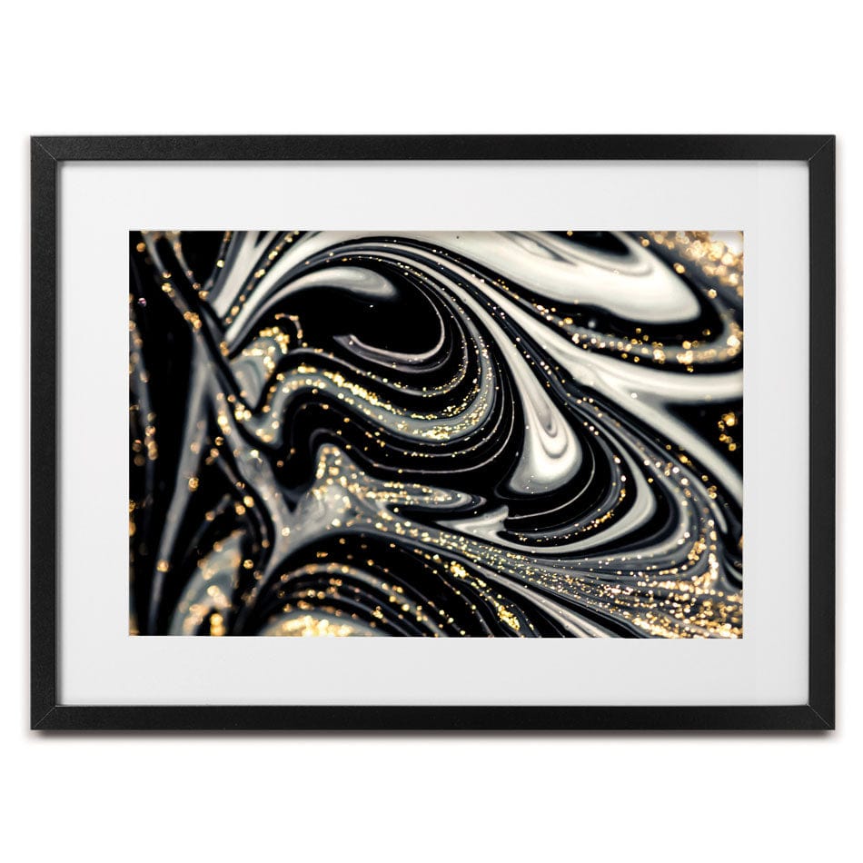 Black Marble Swirls Framed Art Print wall art product CARACOLLA / Shutterstock