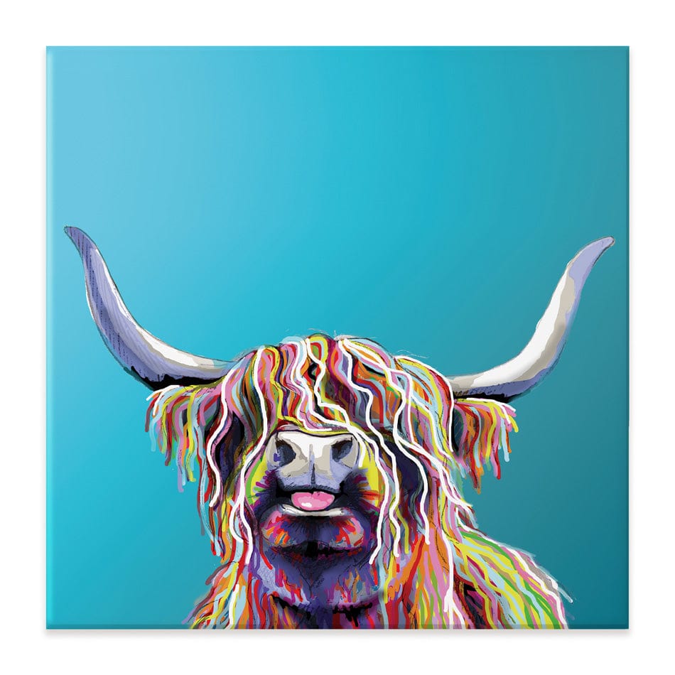 Blue Cheeky Cow Square Canvas Print wall art product Independent