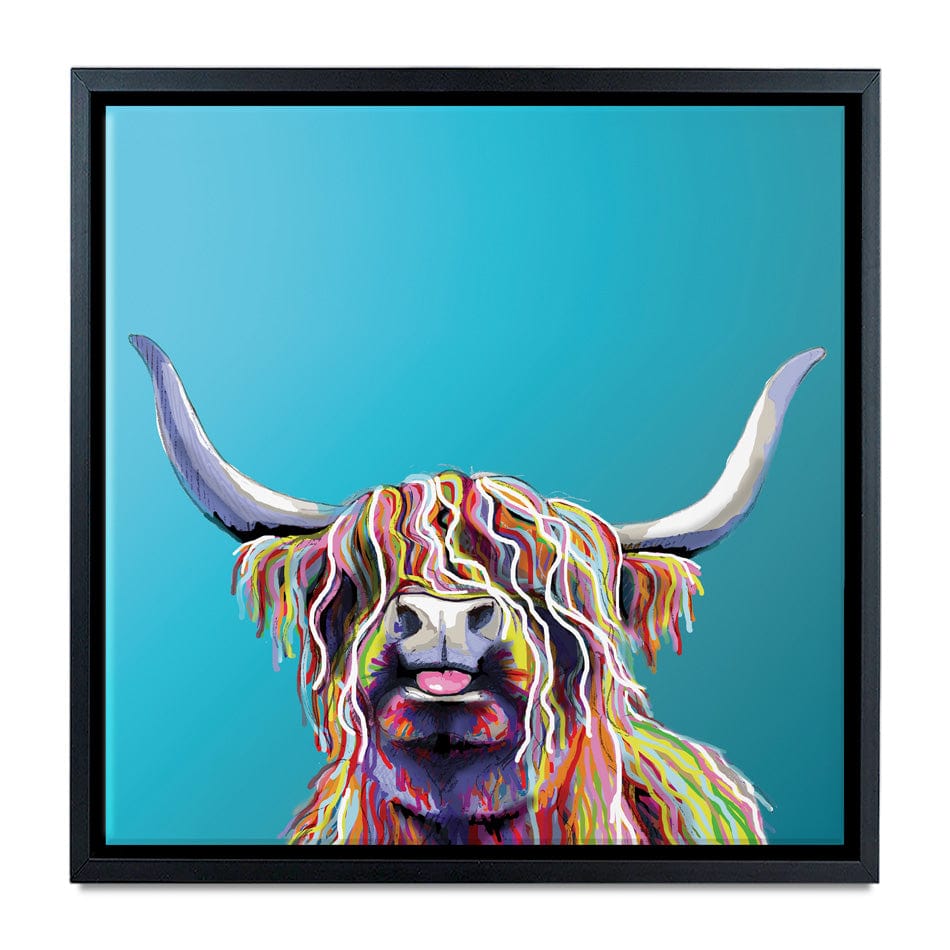 Blue Cheeky Cow Square Canvas Print wall art product Independent