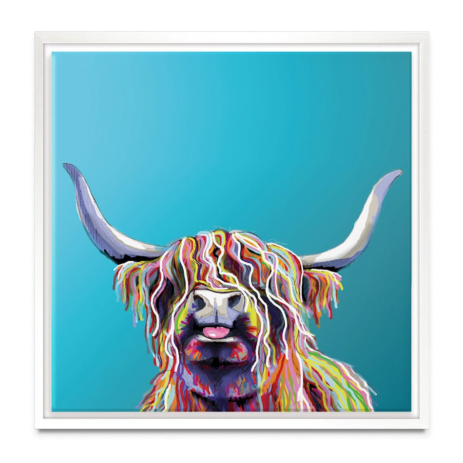 Blue Cheeky Cow Square Canvas Print wall art product Independent