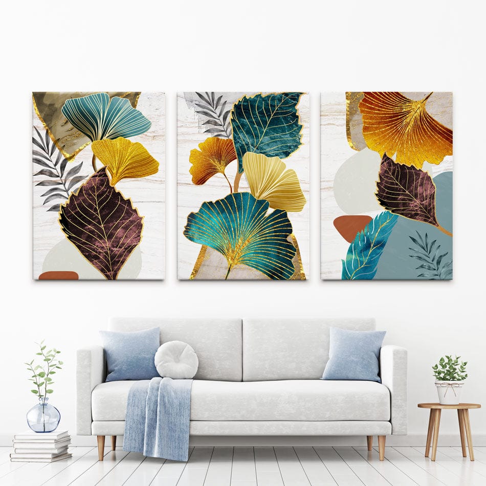 Colourful Botanicals Trio Canvas Print wall art product 3d artwork wallpaper / Shutterstock