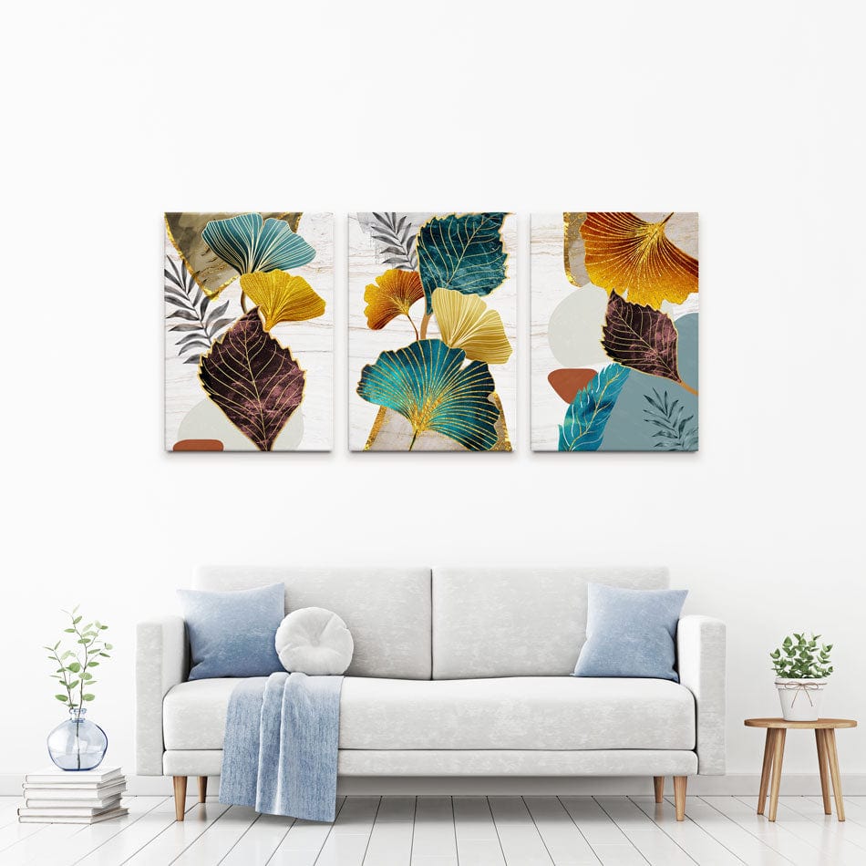 Colourful Botanicals Trio Canvas Print wall art product 3d artwork wallpaper / Shutterstock