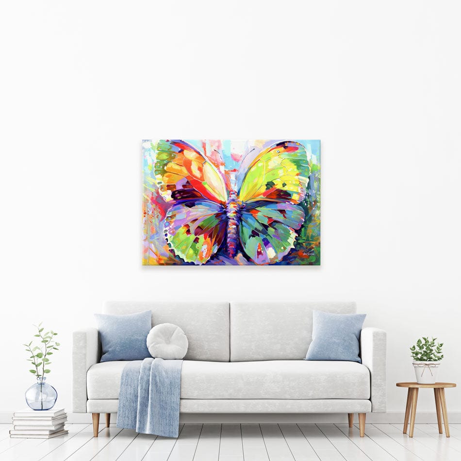 Framed Canvas Art - Colorful Butterfly by Leon Devenice ( art) - 26x40 in