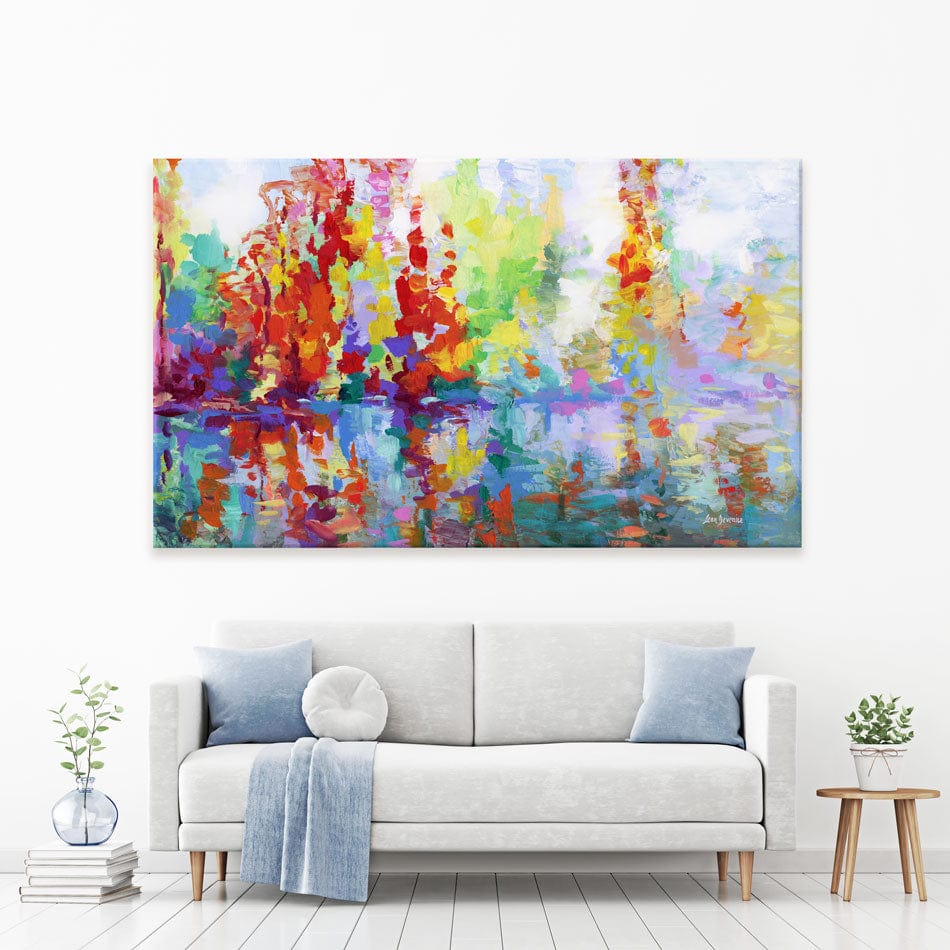 Colourful Forest By The Lake Canvas Print wall art product Leon Devenice