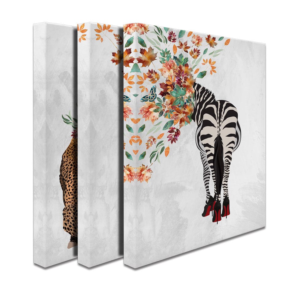 Floral Head Animals Trio Canvas Print wall art product Sarah Manovski