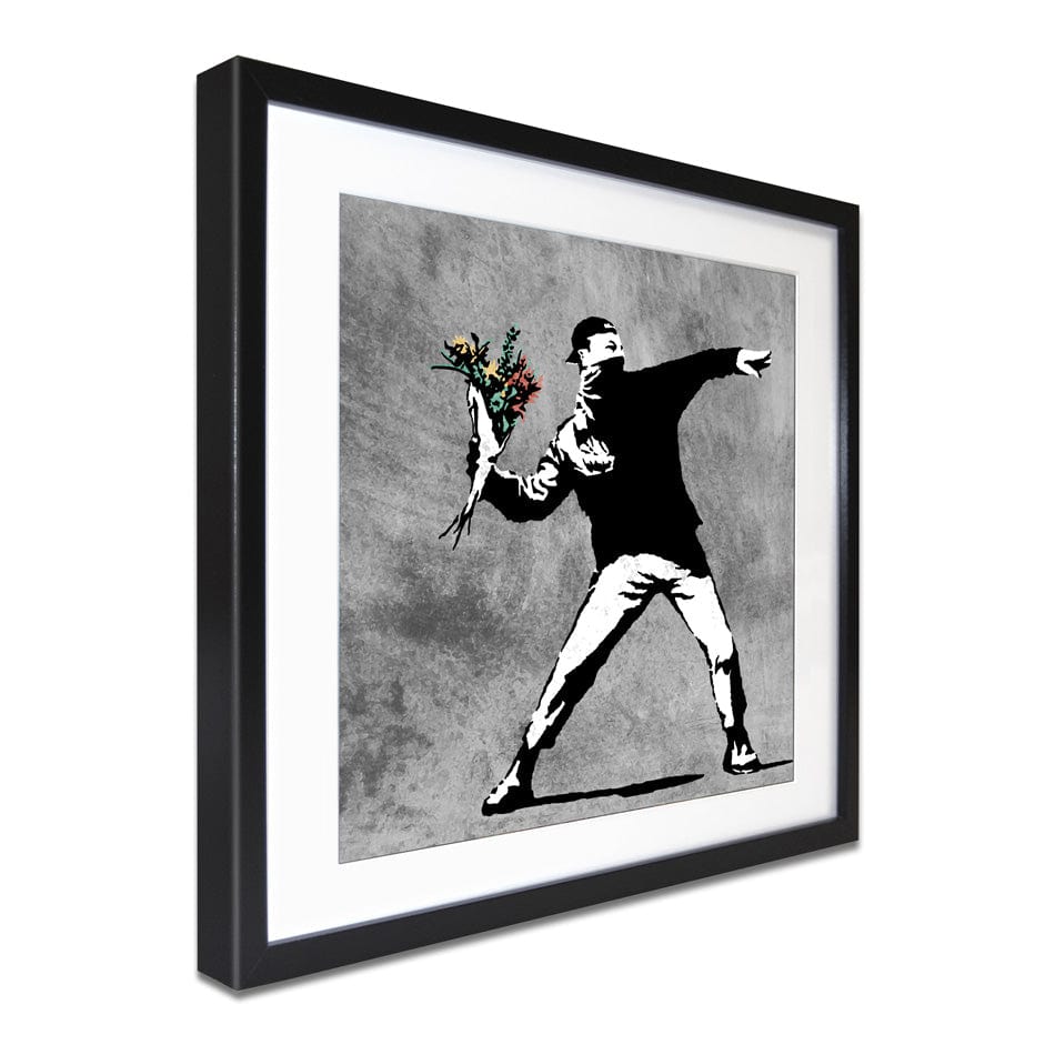 Flower Thrower Square Framed Art Print wall art product Banksy