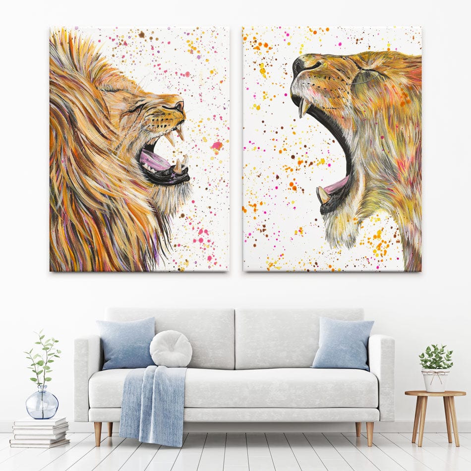 Lion And Lioness Duo Canvas Print wall art product Emma LC Art