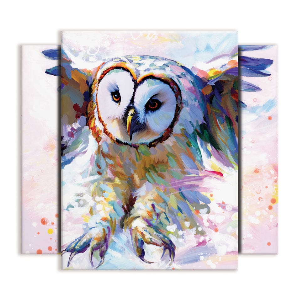 Owls Whisper In The Winter Wind Trio Canvas Print wall art product Leon Devenice