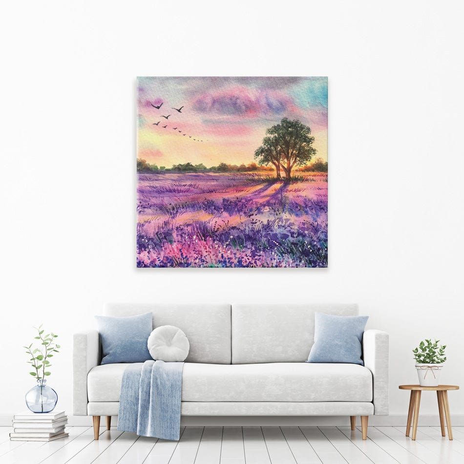 Provence Lavender Field Square Canvas Print wall art product EL_Art / Shutterstock