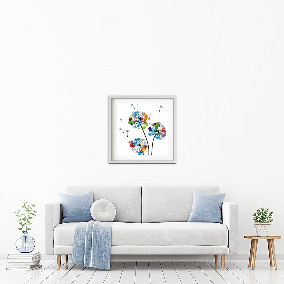 Rainbow Dandelion Square Framed Art Print wall art product KsanaGraphica / Shutterstock