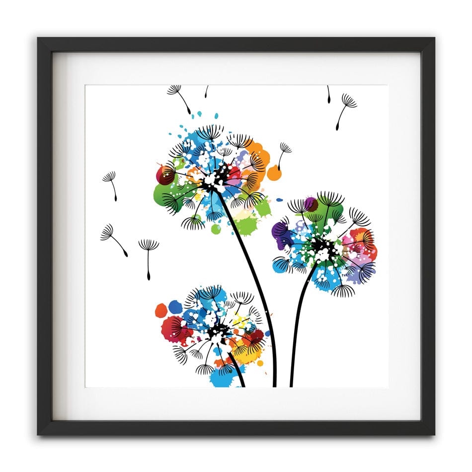 Rainbow Dandelion Square Framed Art Print wall art product KsanaGraphica / Shutterstock