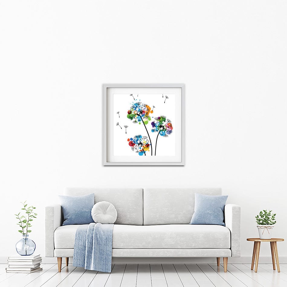 Rainbow Dandelion Square Framed Art Print wall art product KsanaGraphica / Shutterstock