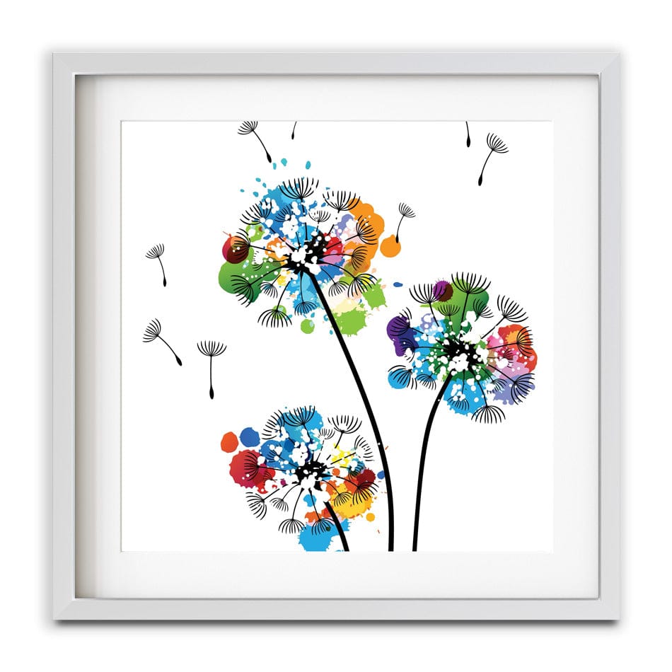 Rainbow Dandelion Square Framed Art Print wall art product KsanaGraphica / Shutterstock