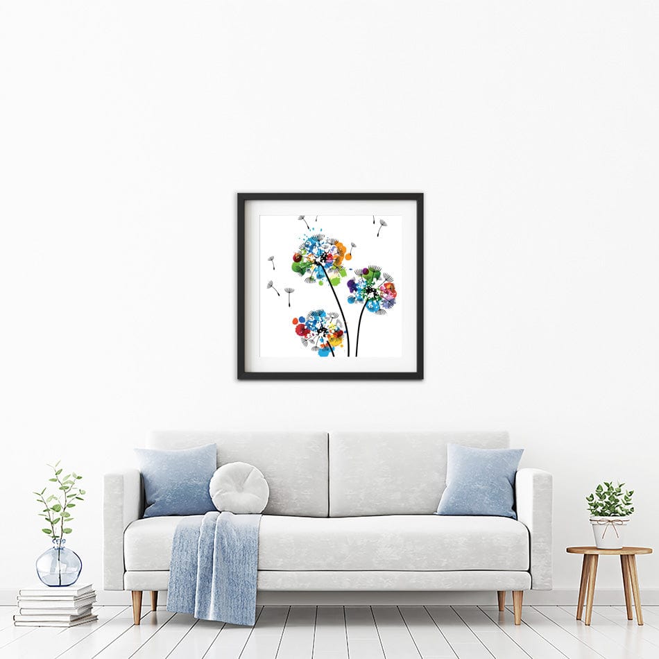 Rainbow Dandelion Square Framed Art Print wall art product KsanaGraphica / Shutterstock