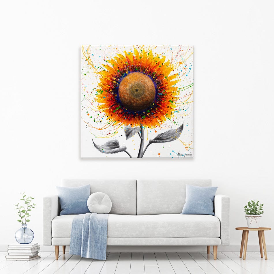 Rainbow Sunflower Square Canvas Print wall art product Ashvin Harrison