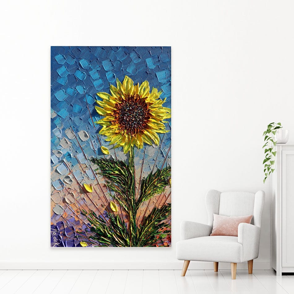 Single Sunflower Canvas Print wall art product Expression By Nada