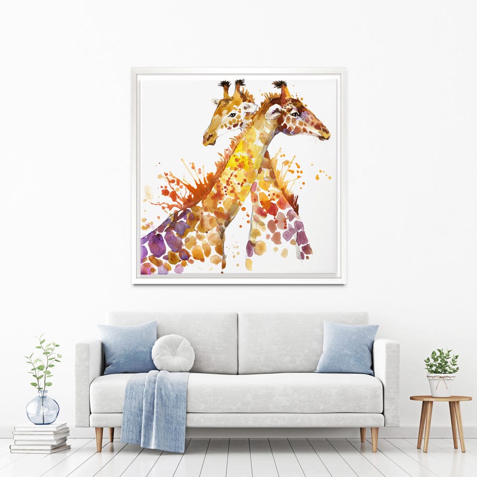 Watercolour Giraffes Square Canvas Print wall art product Faenkova Elena / Shutterstock