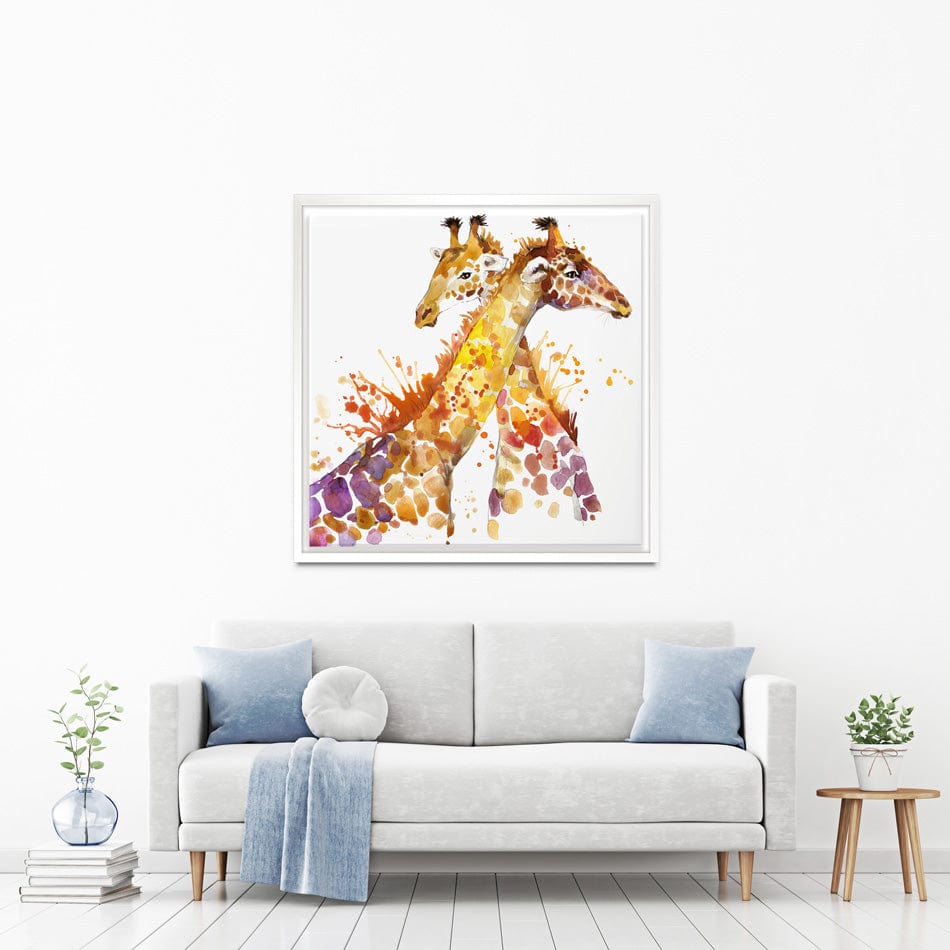 Watercolour Giraffes Square Canvas Print wall art product Faenkova Elena / Shutterstock