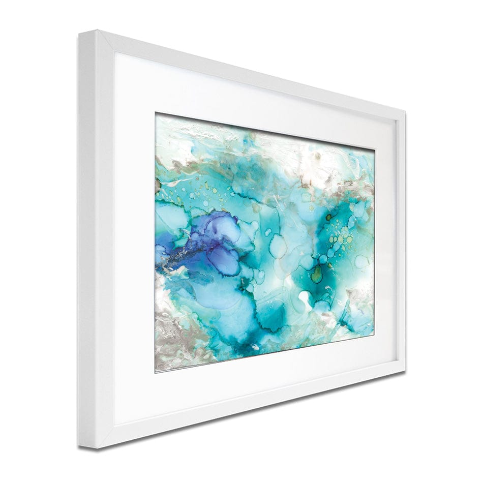 Watercolour Teal Marble Framed Art Print wall art product Carol Robinson