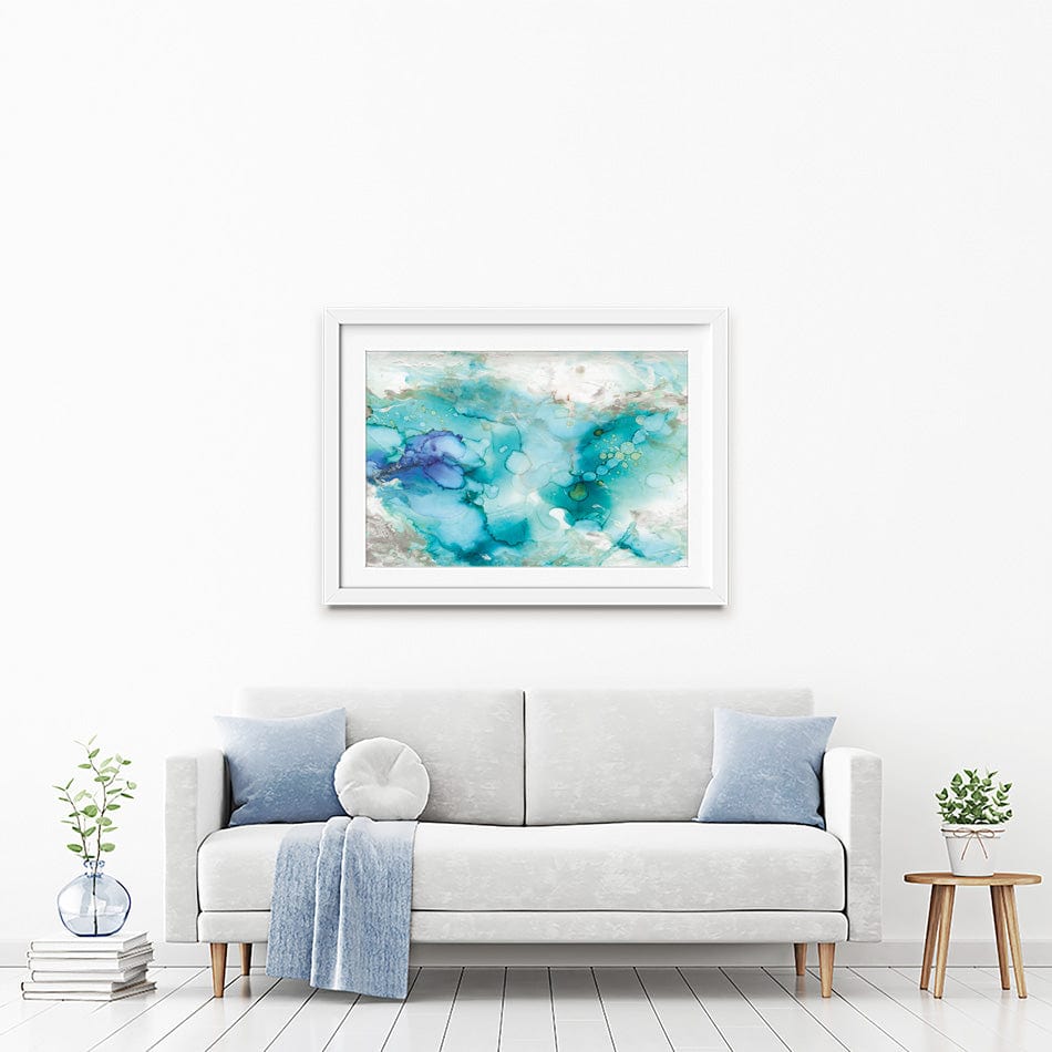 Watercolour Teal Marble Framed Art Print wall art product Carol Robinson