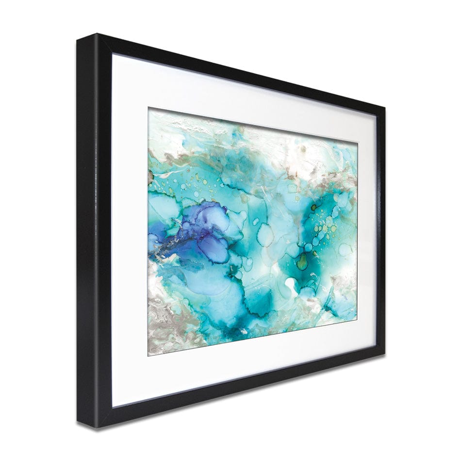 Watercolour Teal Marble Framed Art Print wall art product Carol Robinson