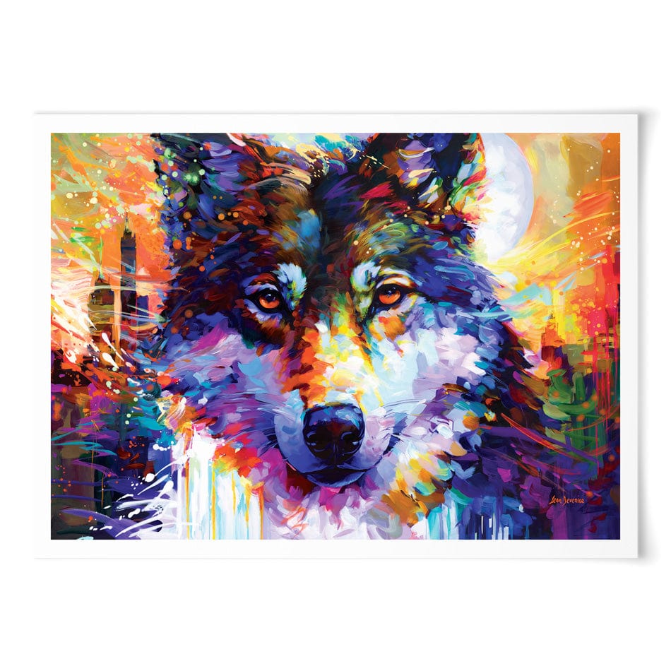 Wolfs Journey Leads To The City Art Print wall art product Leon Devenice