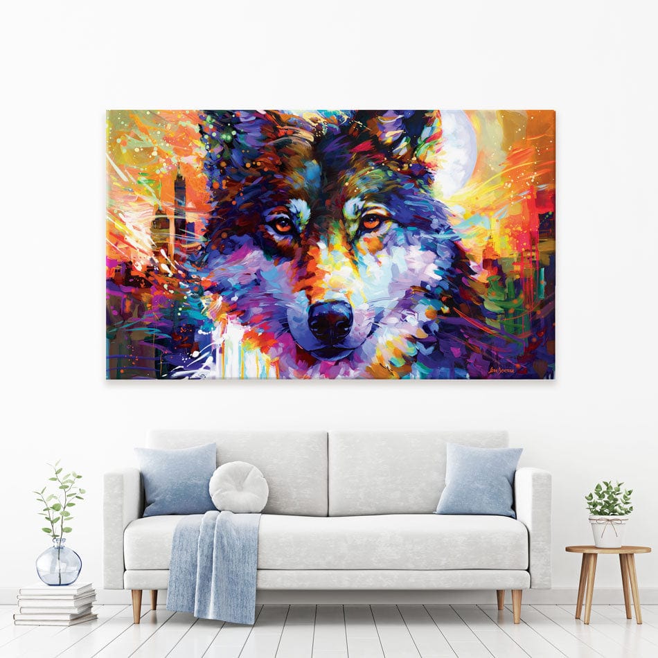 Wolfs Journey Leads To The City Canvas Print wall art product Leon Devenice