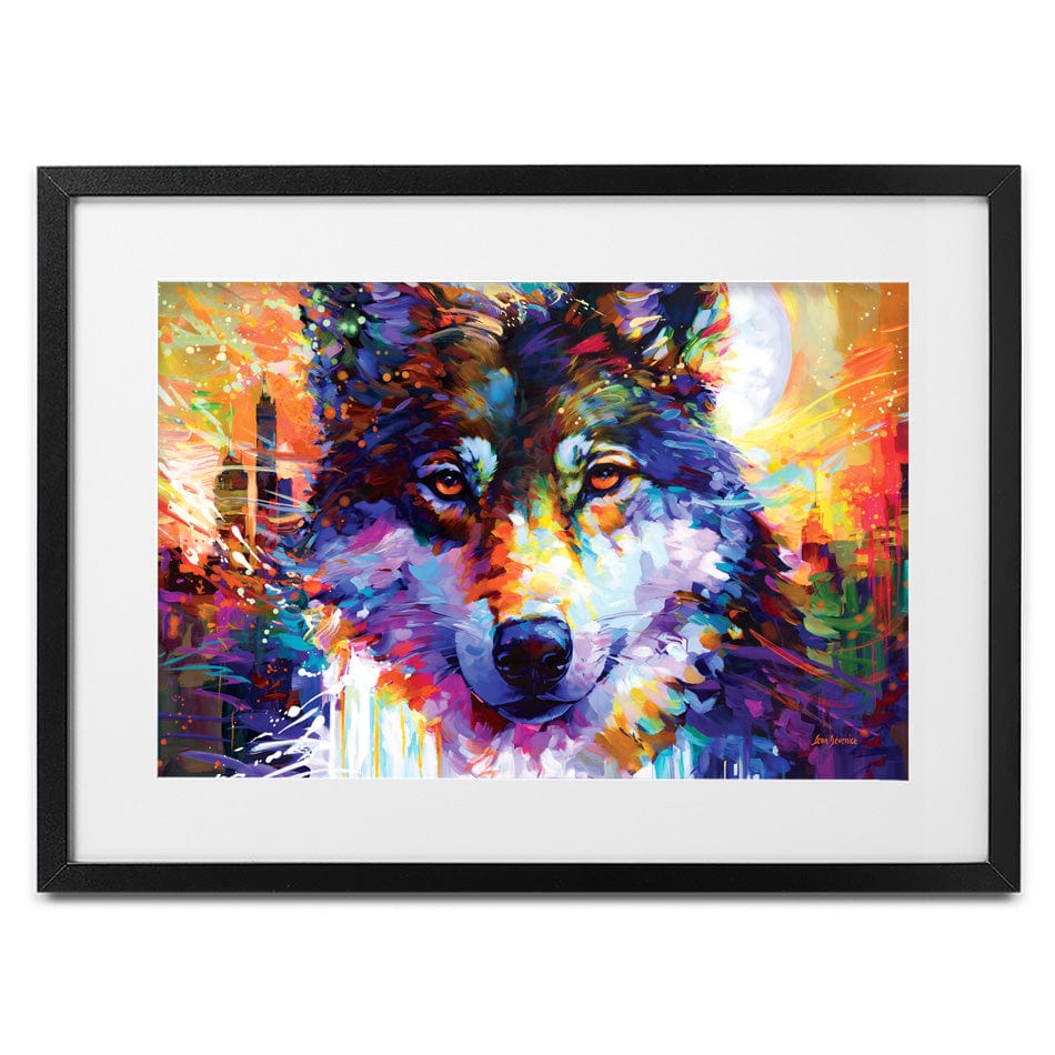 Wolfs Journey Leads To The City Framed Art Print wall art product Leon Devenice