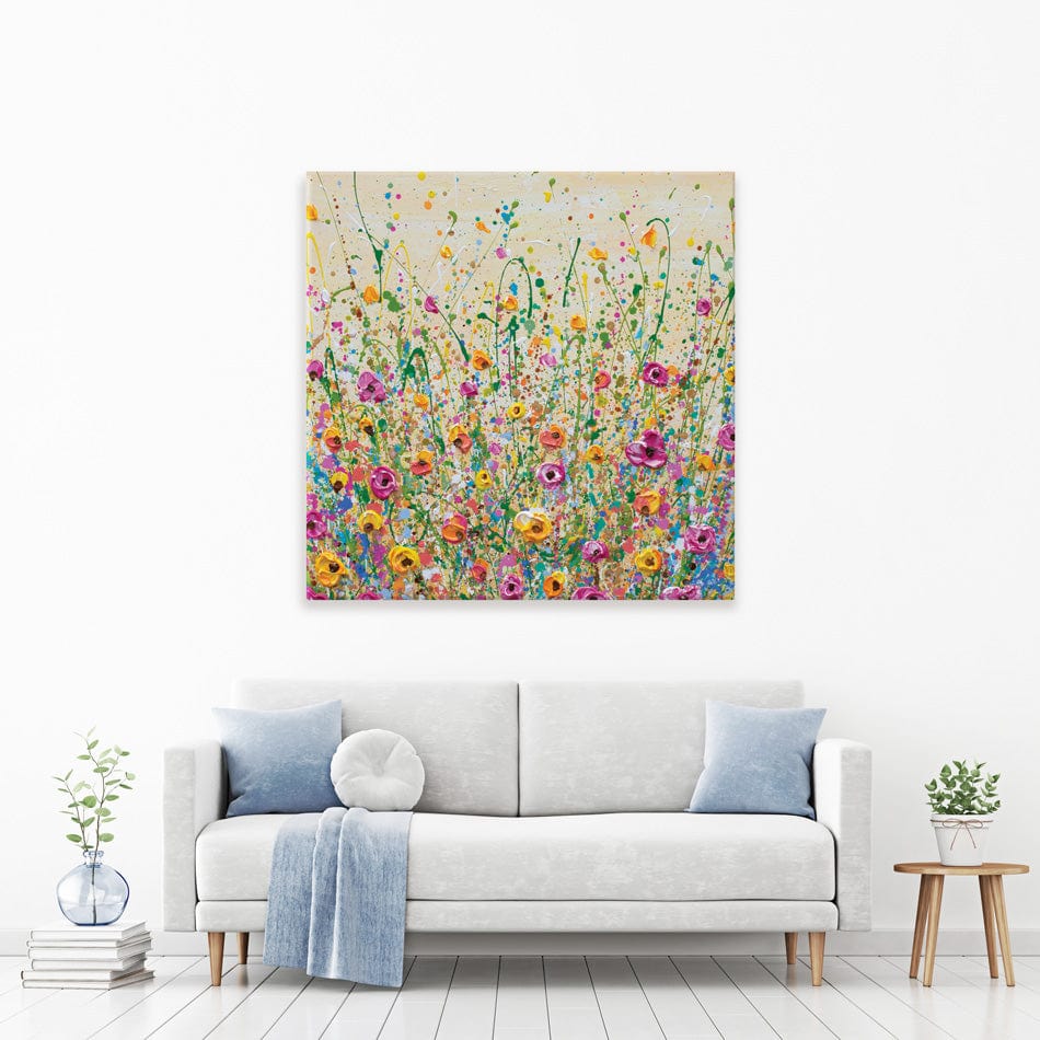 Yellow Meadow Square Canvas Print wall art product Olga Tkachyk