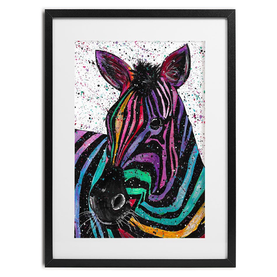 Zebra Nellie Framed Art Print wall art product Emma LC Art