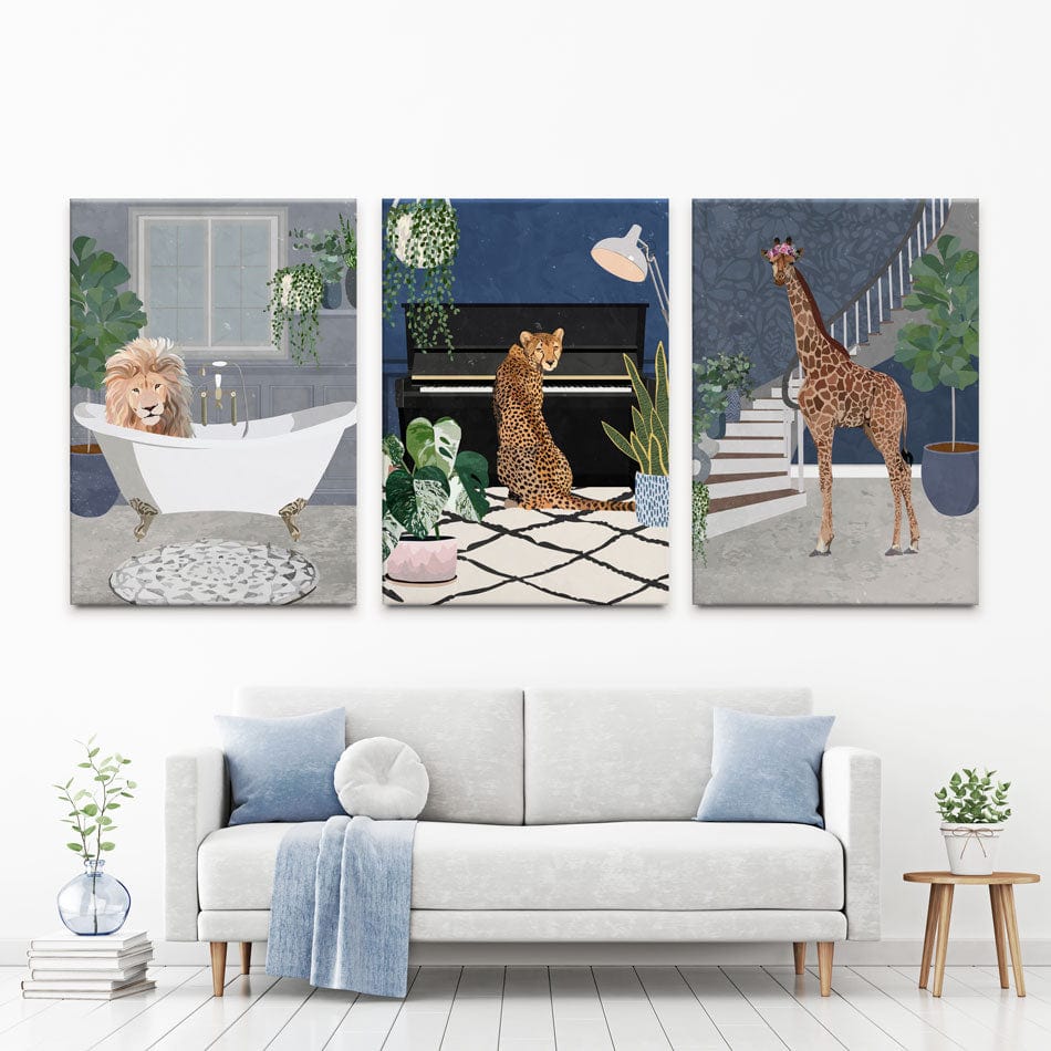 Animals In The House Trio Canvas Print wall art product Sarah Manovski