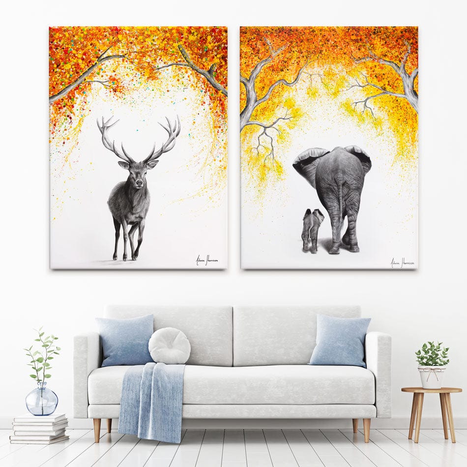 Autumnal Animal Walks Duo Canvas Print wall art product Ashvin Harrison