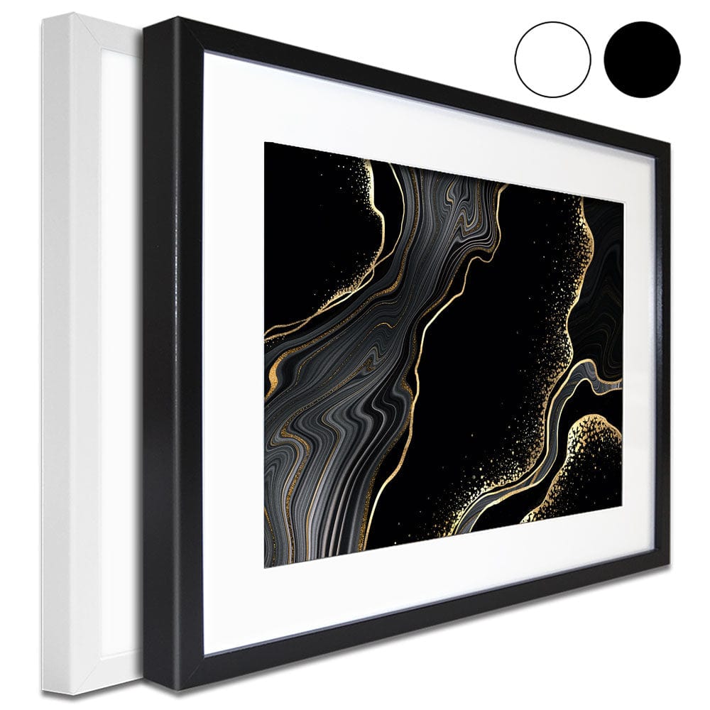 Black Marble Framed Art Print wall art product wacomka / Shutterstock