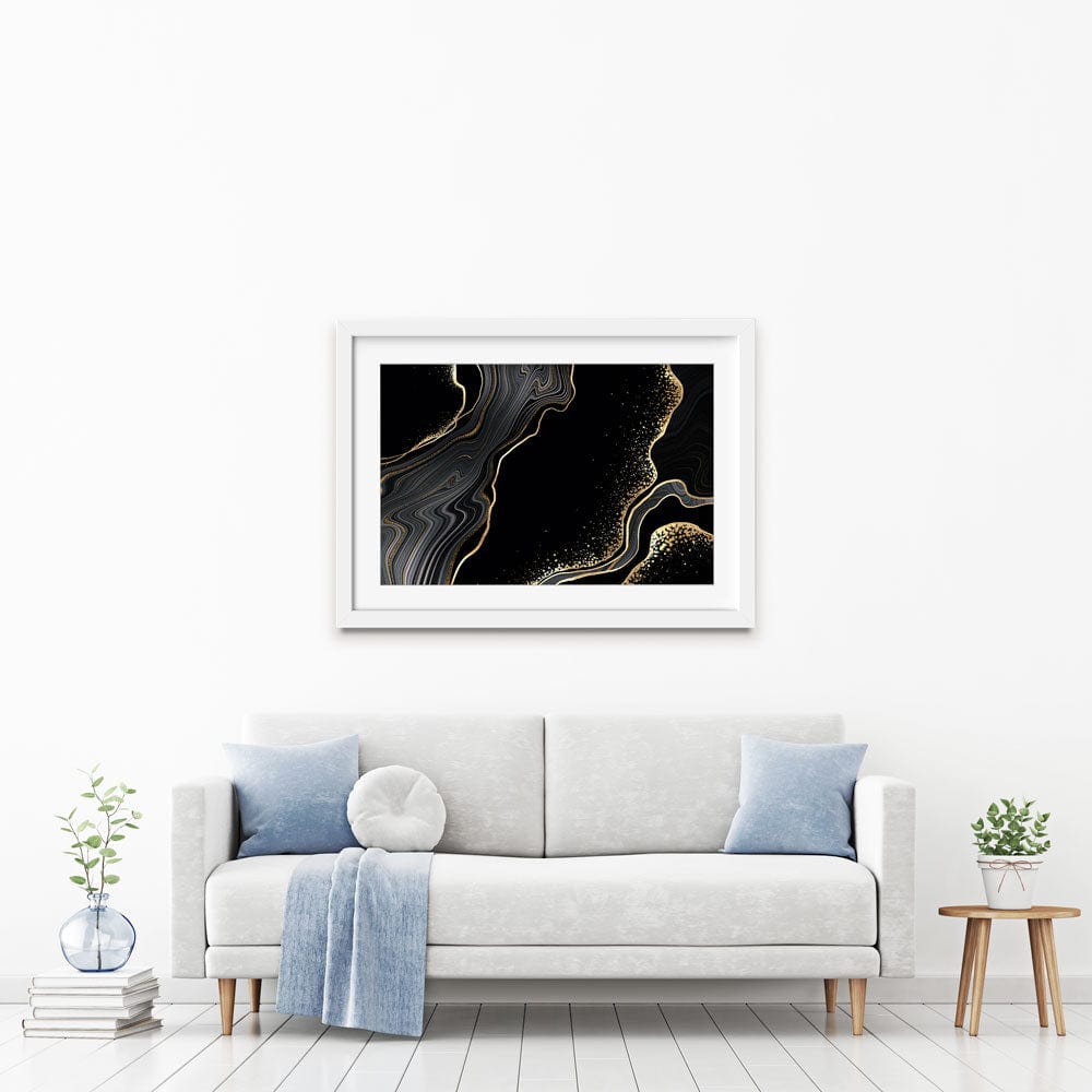 Black Marble Framed Art Print wall art product wacomka / Shutterstock