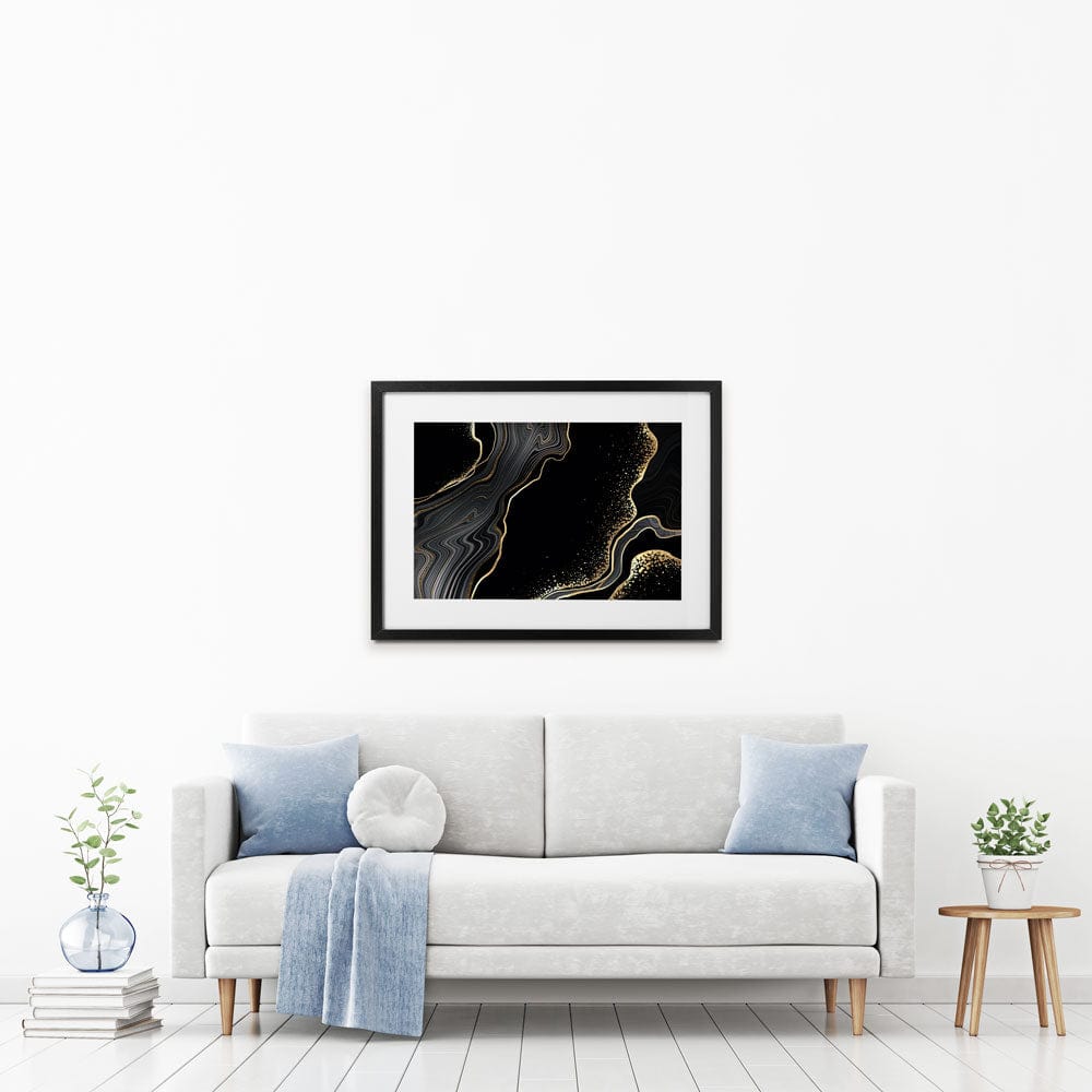 Black Marble Framed Art Print wall art product wacomka / Shutterstock