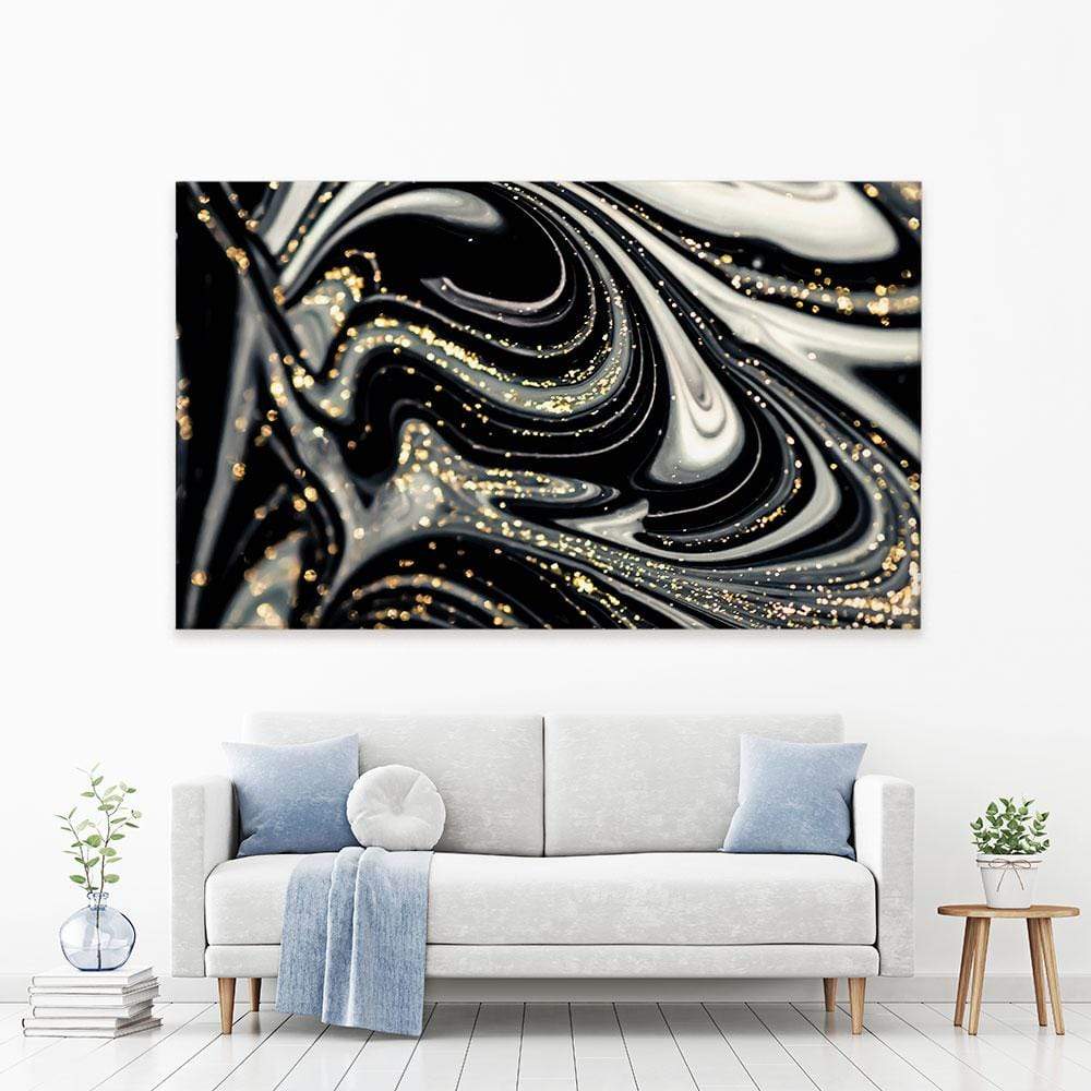 Black Marble Swirls Canvas Print wall art product CARACOLLA / Shutterstock