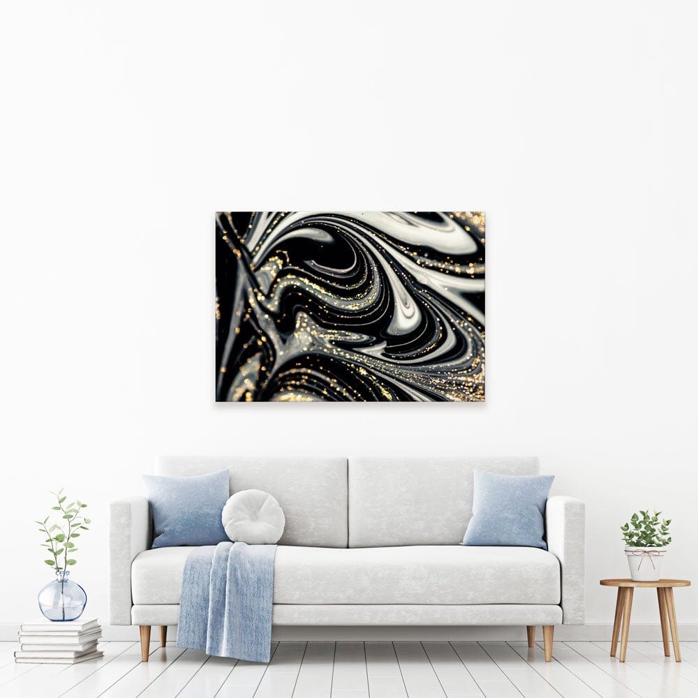 Black Marble Swirls Canvas Print wall art product CARACOLLA / Shutterstock