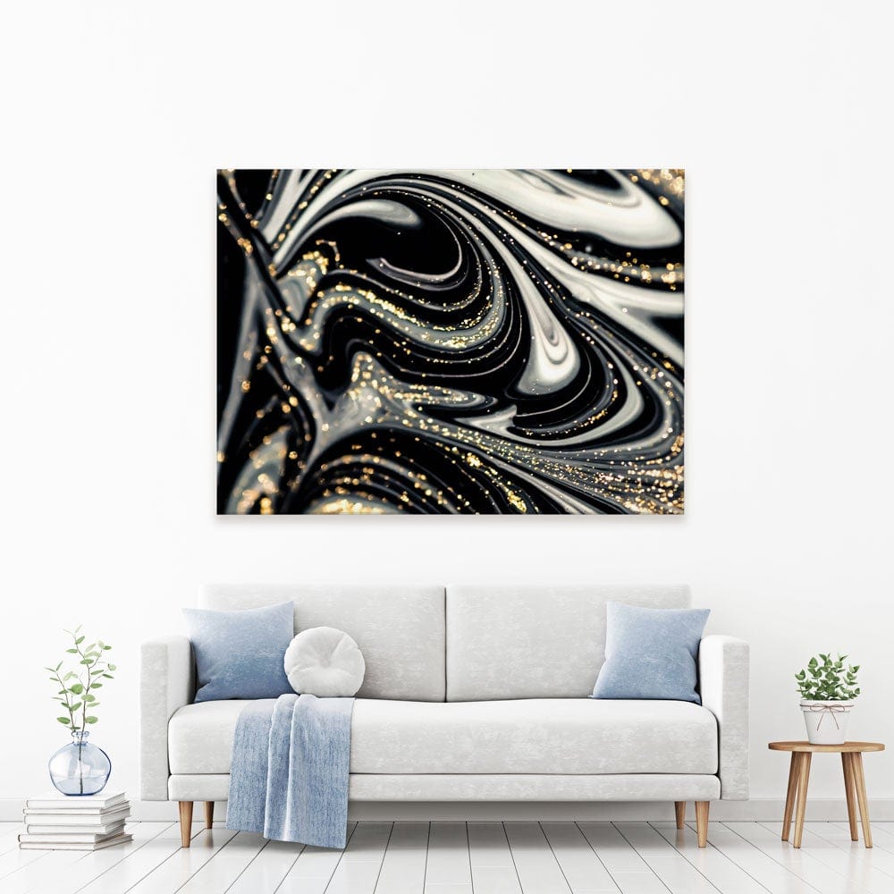 Black Marble Swirls Canvas Print wall art product CARACOLLA / Shutterstock