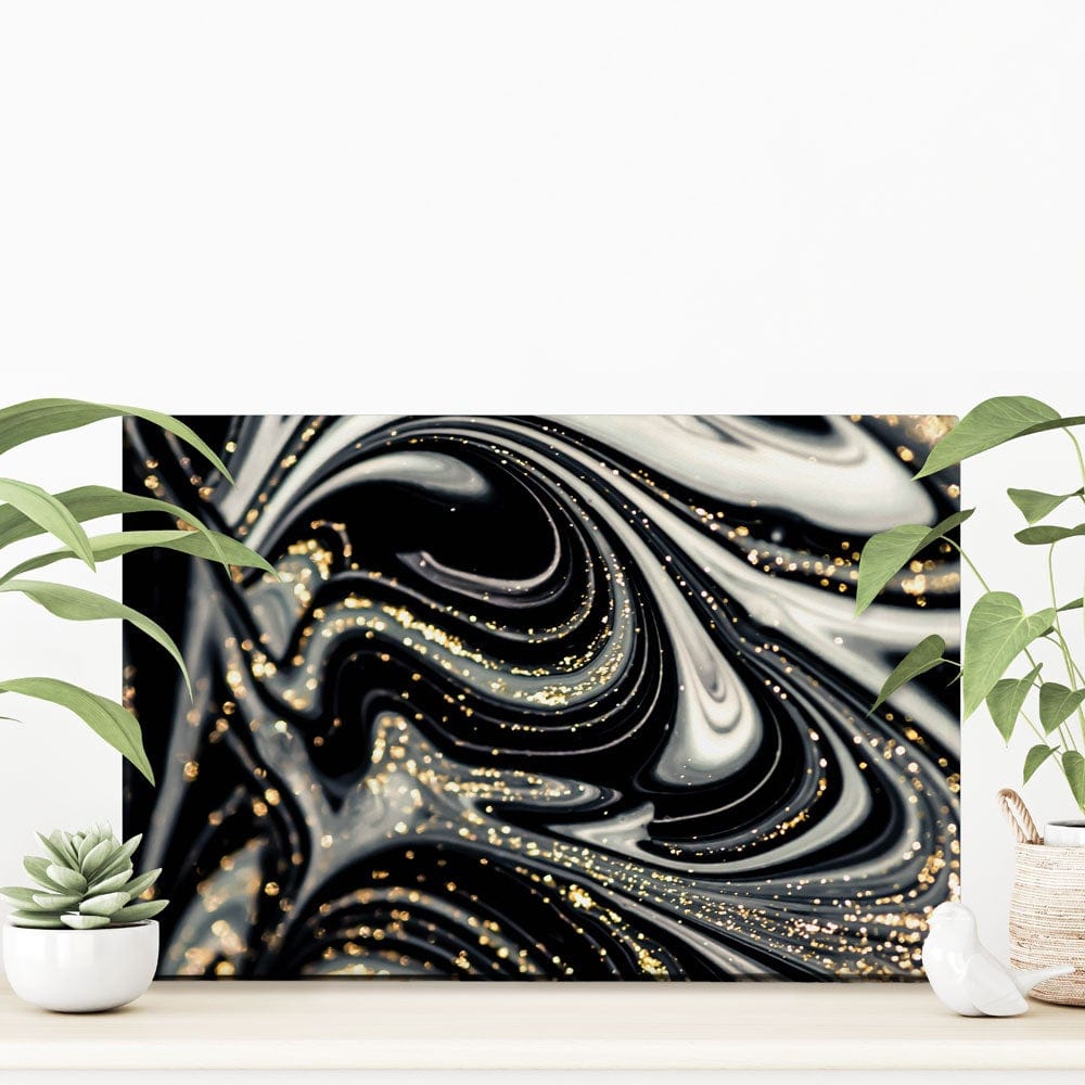 Black Marble Swirls Canvas Print wall art product CARACOLLA / Shutterstock