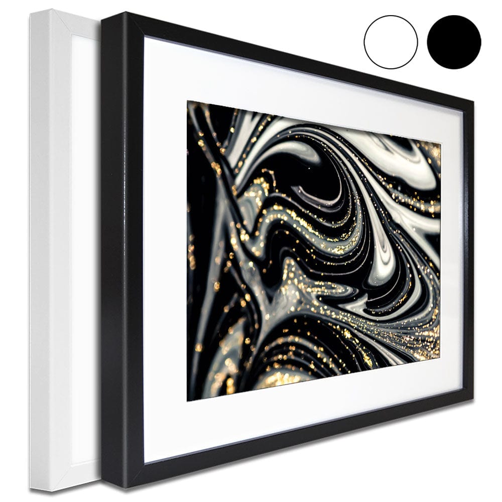 Black Marble Swirls Framed Art Print wall art product CARACOLLA / Shutterstock