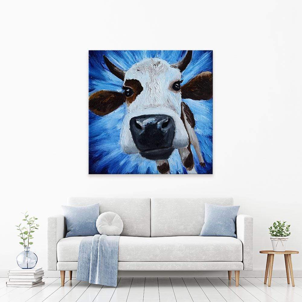 Blue Cow Canvas Print wall art product Daria Ermolina / Shutterstock